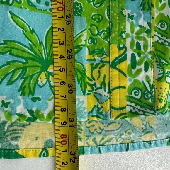 Lilly Pulitzer Vintage Green & Yellow Floral Button Shirt Dress Small Hong Kong - Picture 6 of 7